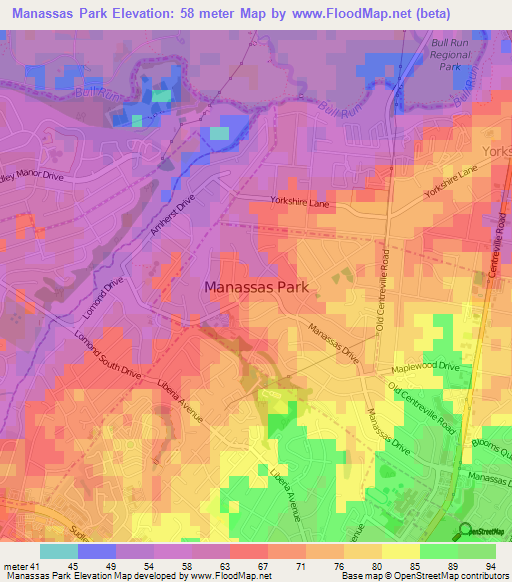 Manassas Park,US Elevation Map