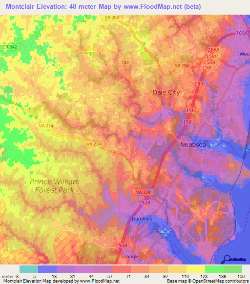 Montclair,US Elevation Map