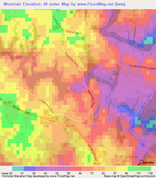 Montclair,US Elevation Map