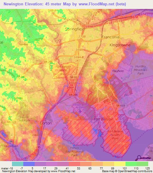 Newington,US Elevation Map