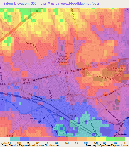 Salem,US Elevation Map