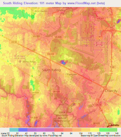 South Riding,US Elevation Map