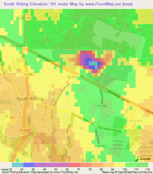 South Riding,US Elevation Map