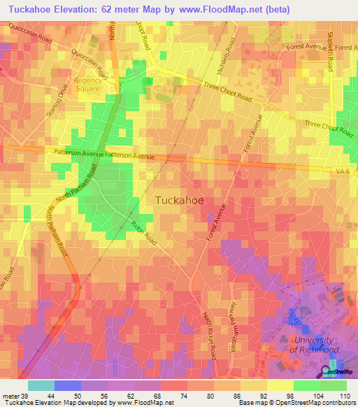 Tuckahoe,US Elevation Map