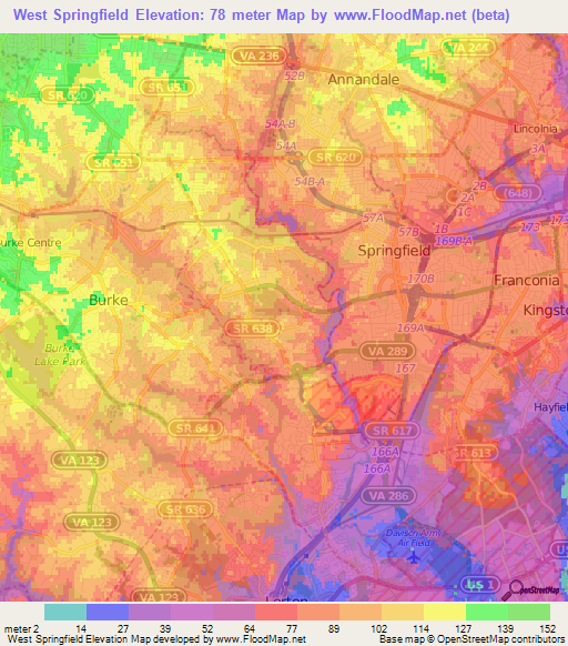 West Springfield,US Elevation Map