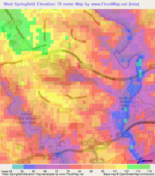 West Springfield,US Elevation Map