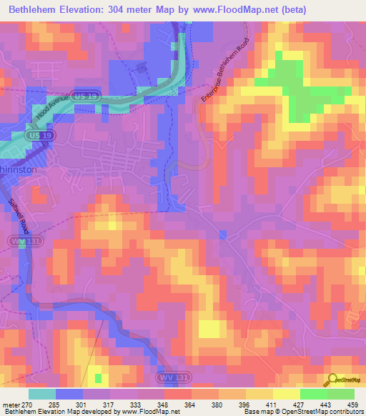 Bethlehem,US Elevation Map