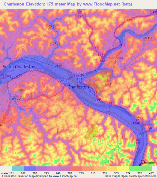 Charleston,US Elevation Map