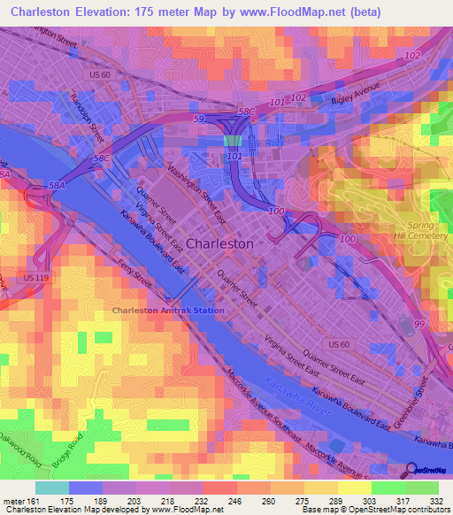 Charleston,US Elevation Map