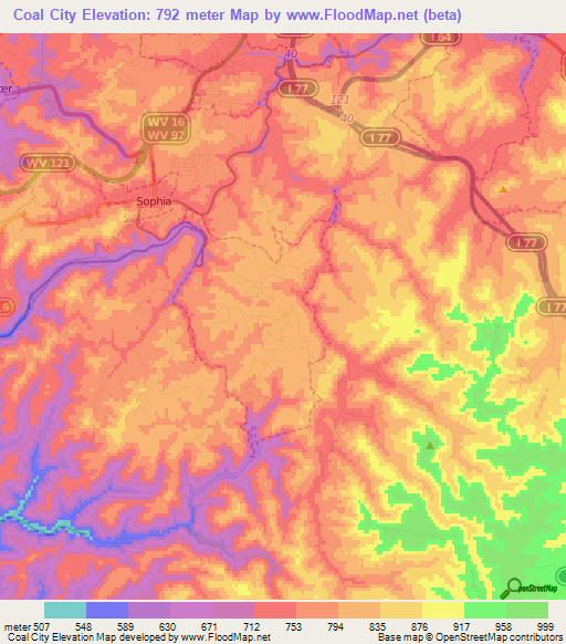 Coal City,US Elevation Map