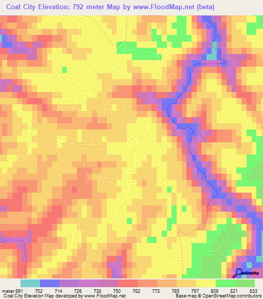 Coal City,US Elevation Map