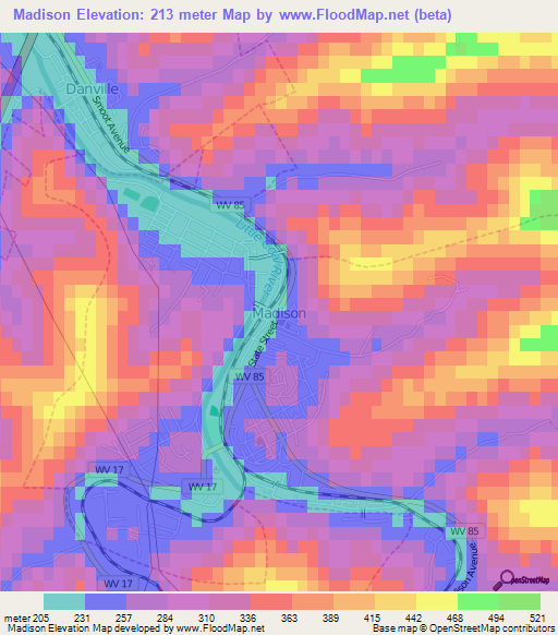 Madison,US Elevation Map