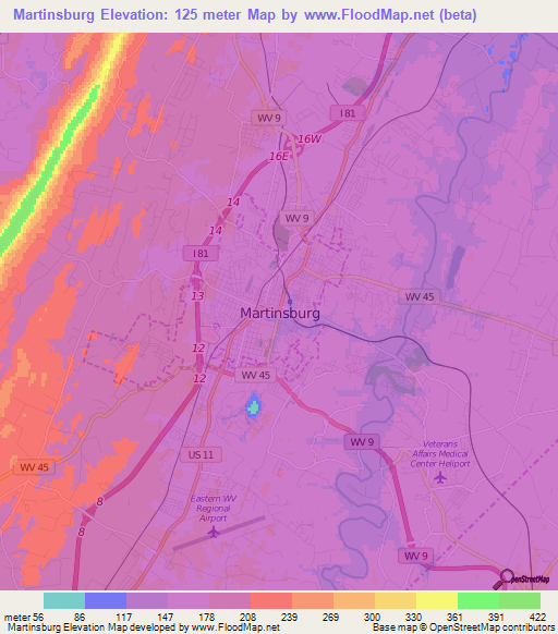 Martinsburg,US Elevation Map