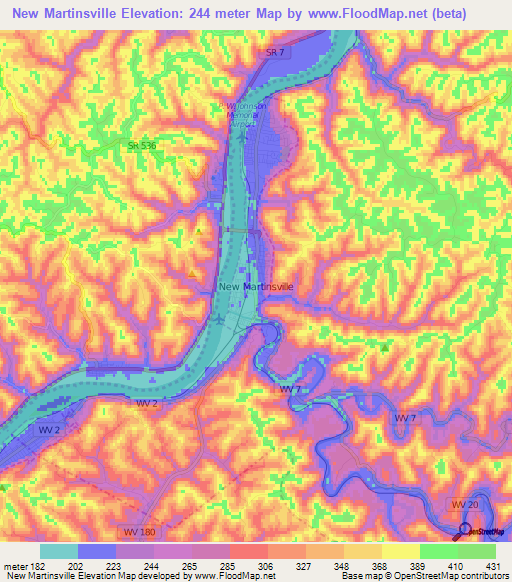 New Martinsville,US Elevation Map