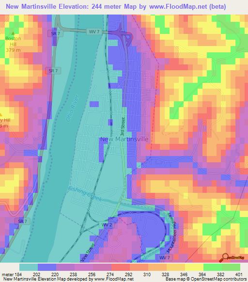 New Martinsville,US Elevation Map