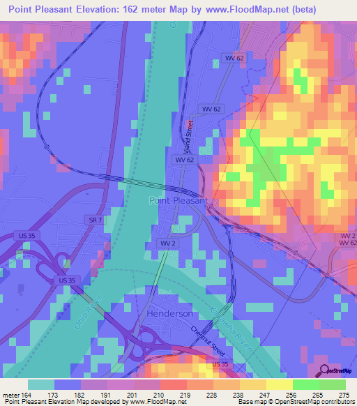 Point Pleasant,US Elevation Map