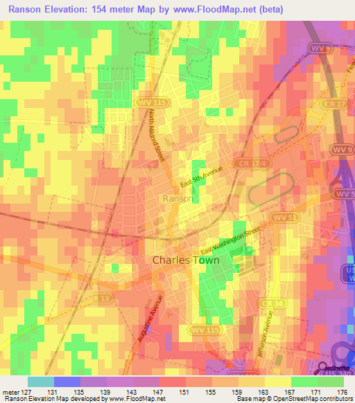 Ranson,US Elevation Map