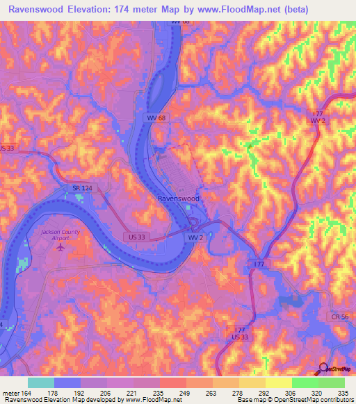 Ravenswood,US Elevation Map