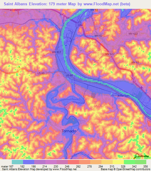 Saint Albans,US Elevation Map