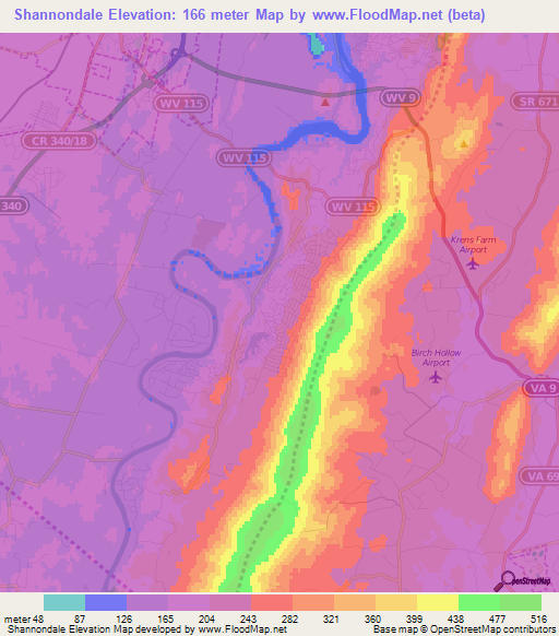 Shannondale,US Elevation Map