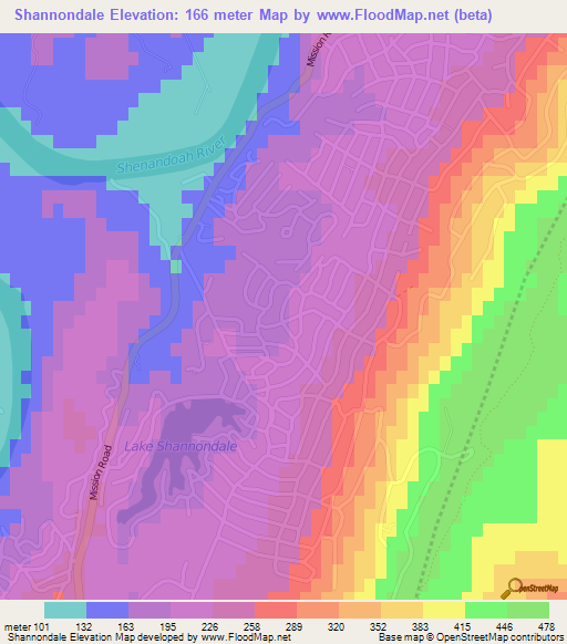 Shannondale,US Elevation Map