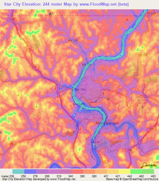 Star City,US Elevation Map