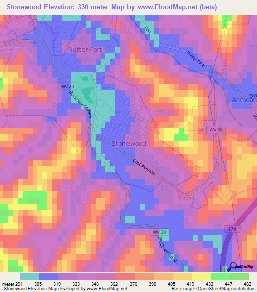 Stonewood,US Elevation Map