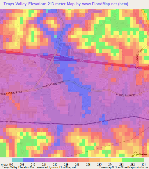 Teays Valley,US Elevation Map