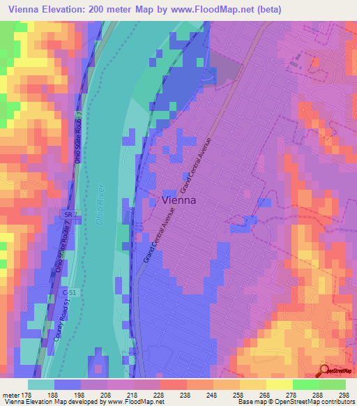 Vienna,US Elevation Map