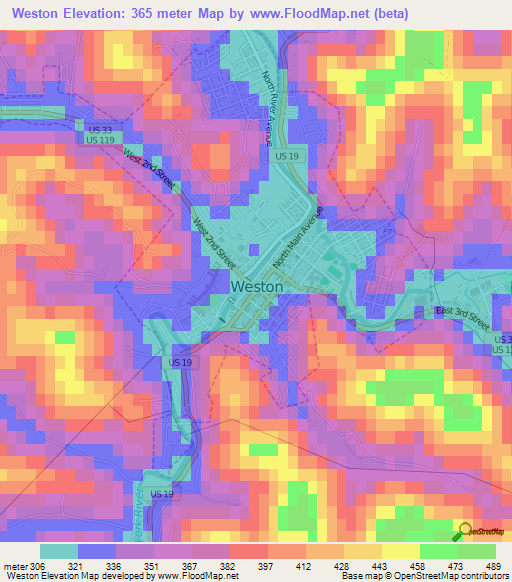 Weston,US Elevation Map