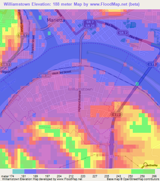 Williamstown,US Elevation Map