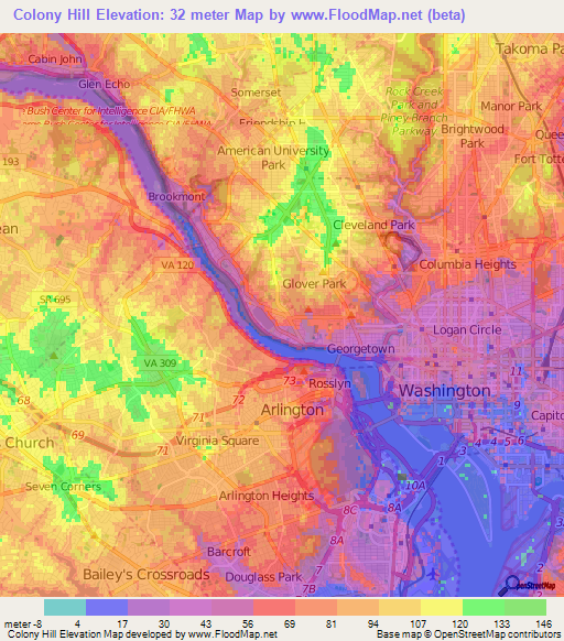 Colony Hill,US Elevation Map