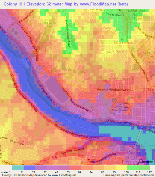 Colony Hill,US Elevation Map