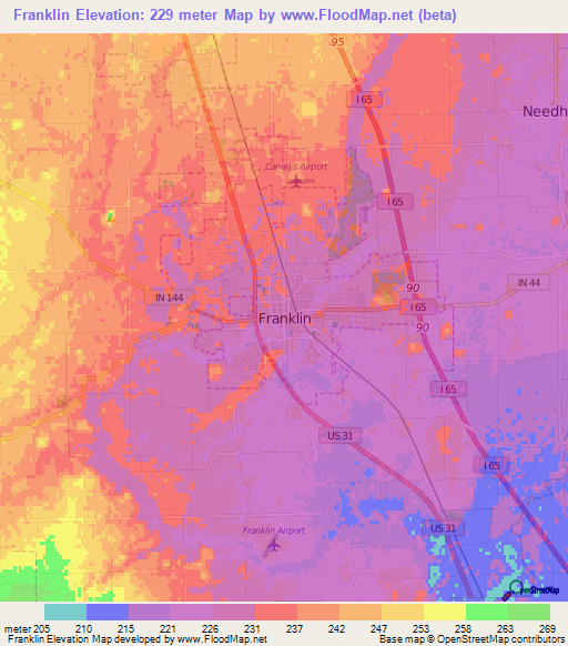 Franklin,US Elevation Map