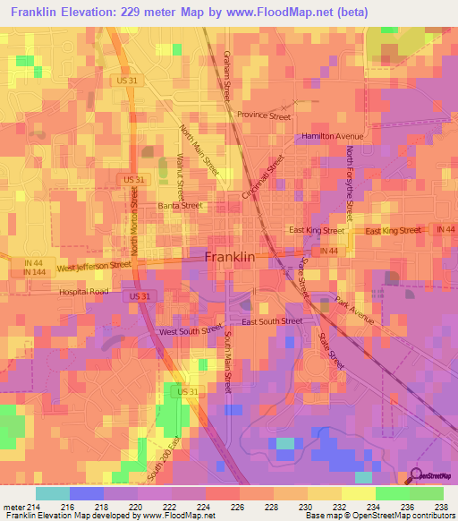 Franklin,US Elevation Map