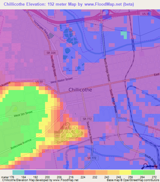 Chillicothe,US Elevation Map