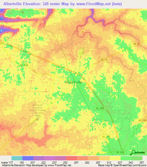 Albertville,US Elevation Map