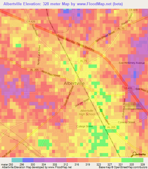 Albertville,US Elevation Map