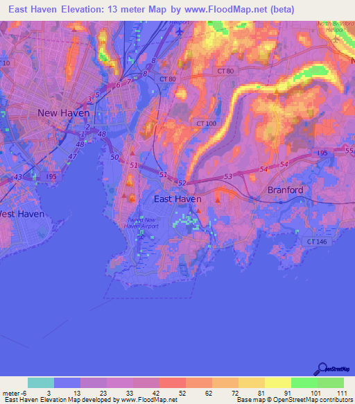 East Haven,US Elevation Map