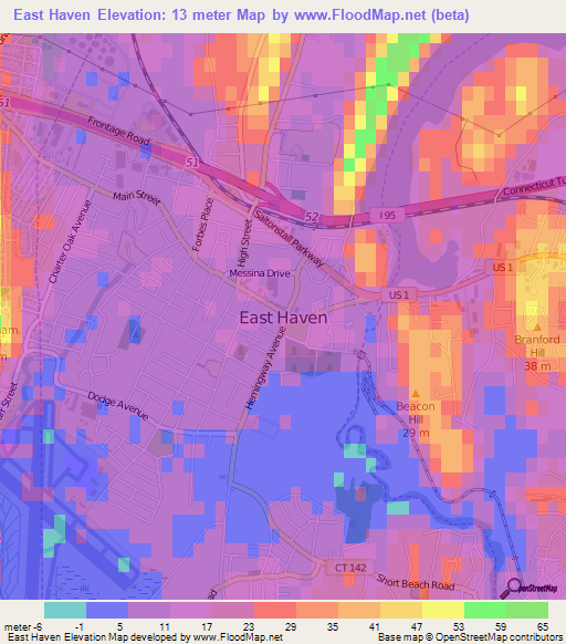 East Haven,US Elevation Map