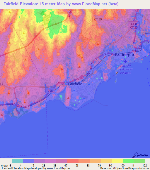 Fairfield,US Elevation Map