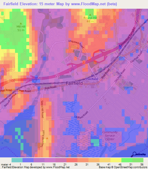 Fairfield,US Elevation Map