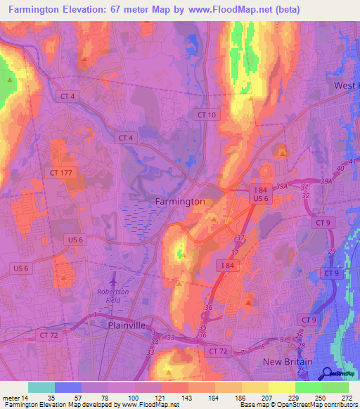 Farmington,US Elevation Map