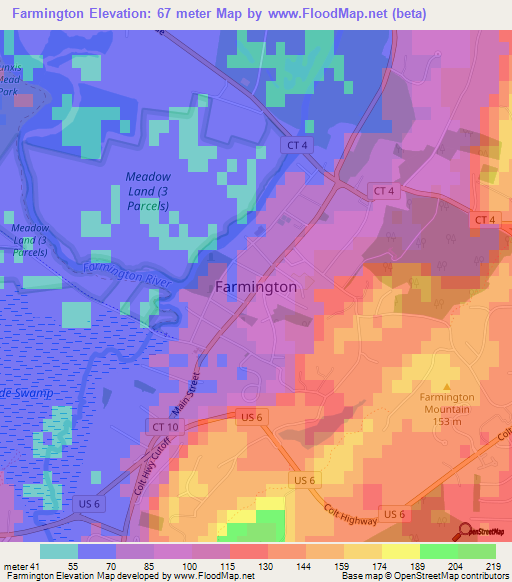 Farmington,US Elevation Map