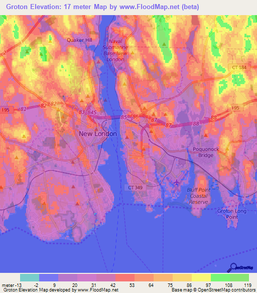 Groton,US Elevation Map