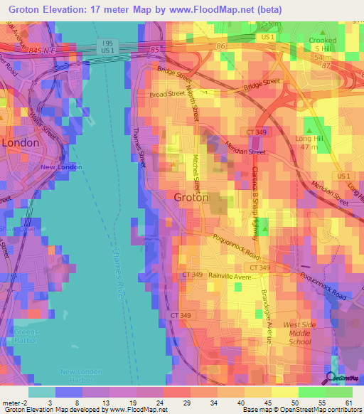 Groton,US Elevation Map