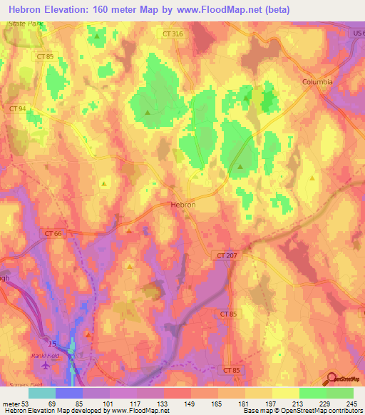 Hebron,US Elevation Map