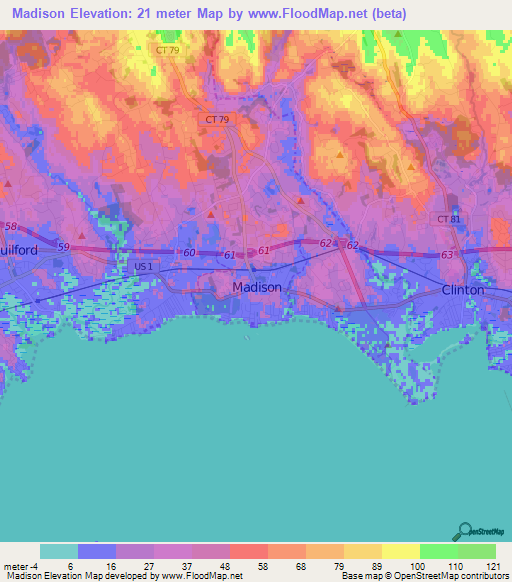 Madison,US Elevation Map