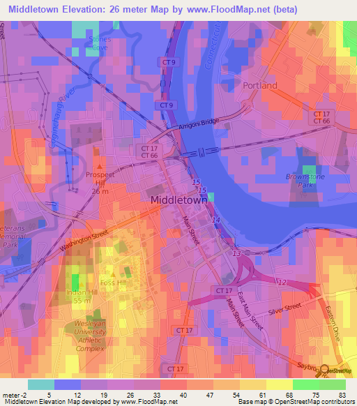 Middletown,US Elevation Map