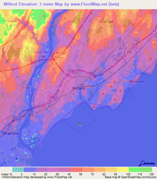 Milford,US Elevation Map